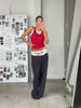 Double Layered Scrunched Top Red