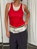 Double Layered Scrunched Top Red