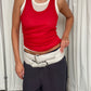 Double Layered Scrunched Top Red