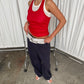 Double Layered Scrunched Top Red