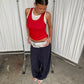 Double Layered Scrunched Top Red