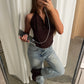 Tie Back Halter Neck Top Brown