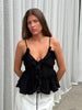 Front Ruffled Tank Top Black