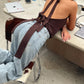Tie Back Halter Neck Top Brown
