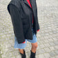 Shoulder Detail PU Jacket Black