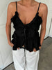 Front Ruffled Tank Top Black