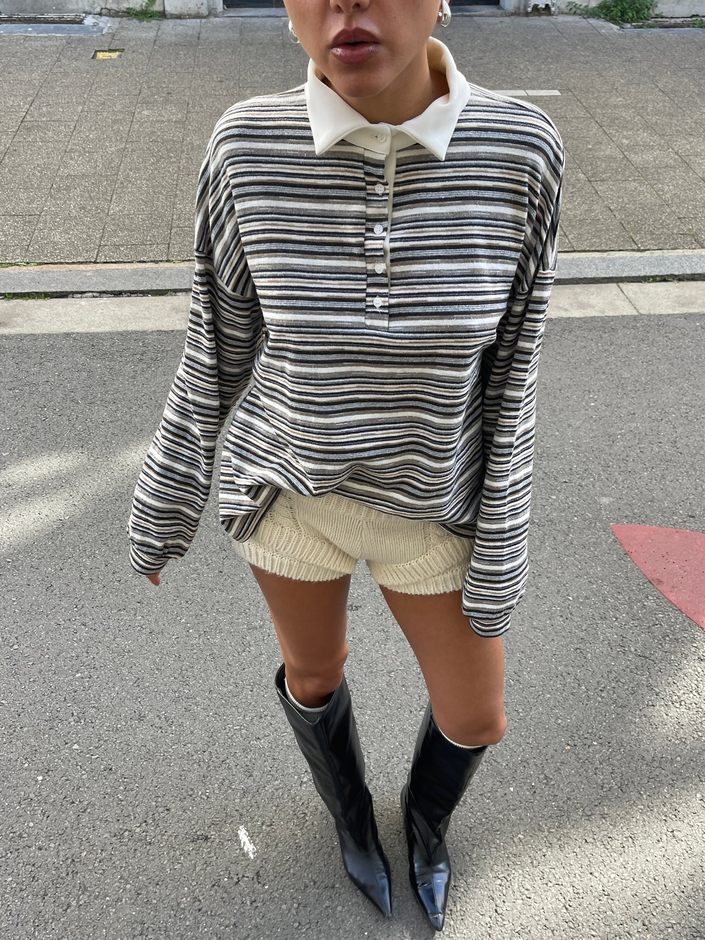 Collared Knitted Polo Clay