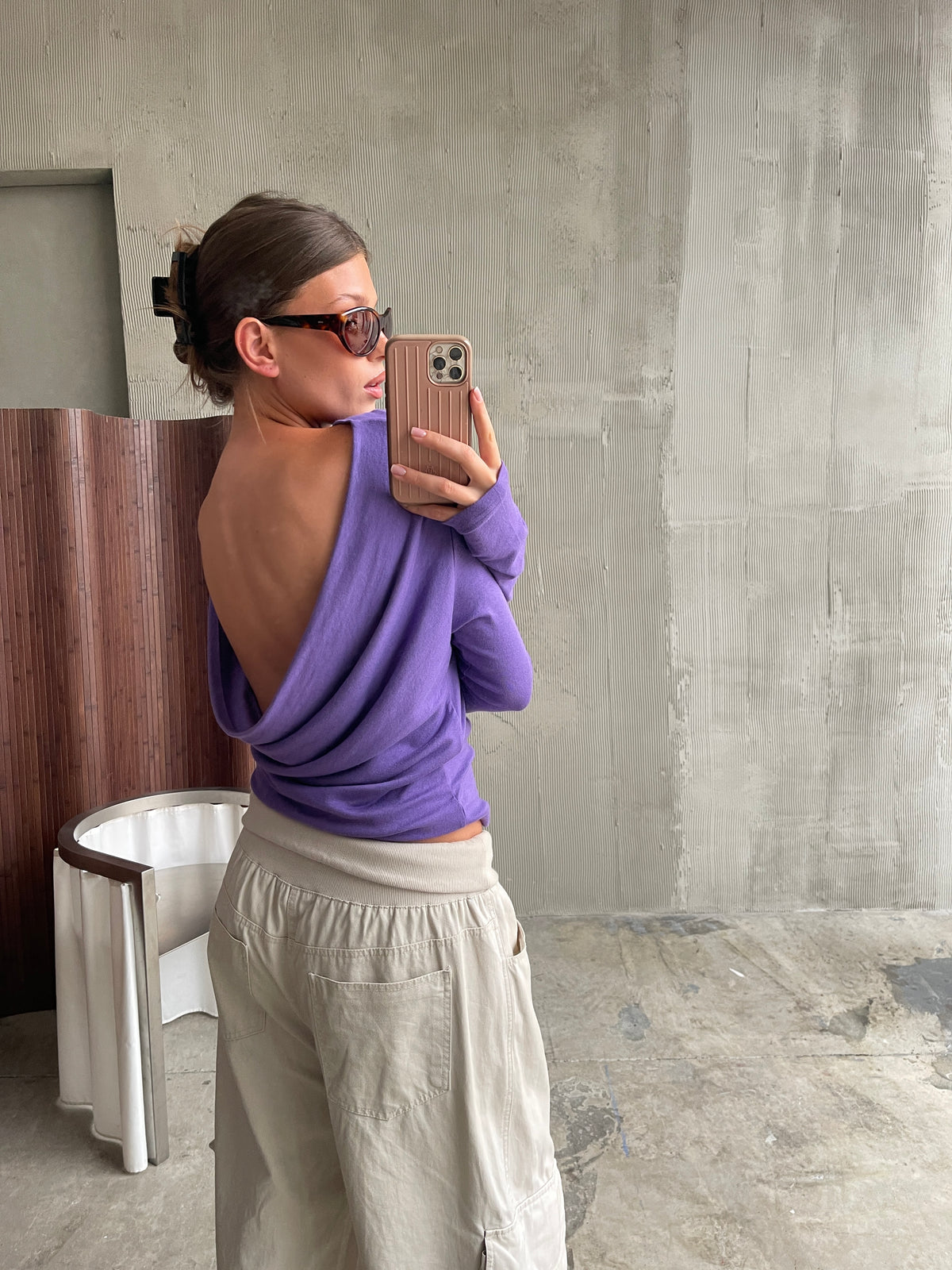 Draped Back Top Purple