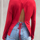 Open Back Ribbon Top Red