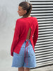 Open Back Ribbon Top Red