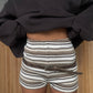 Knitted Striped Shorts Light Brown