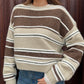 Two Coloured Striped Loose Knit Beige