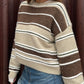 Two Coloured Striped Loose Knit Beige