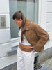 Suede Zipper Jacket Camel