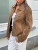 Suede Zipper Jacket Camel