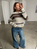 Two Coloured Striped Loose Knit Beige