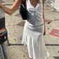 Ruched Detail Asymmetric Skirt White