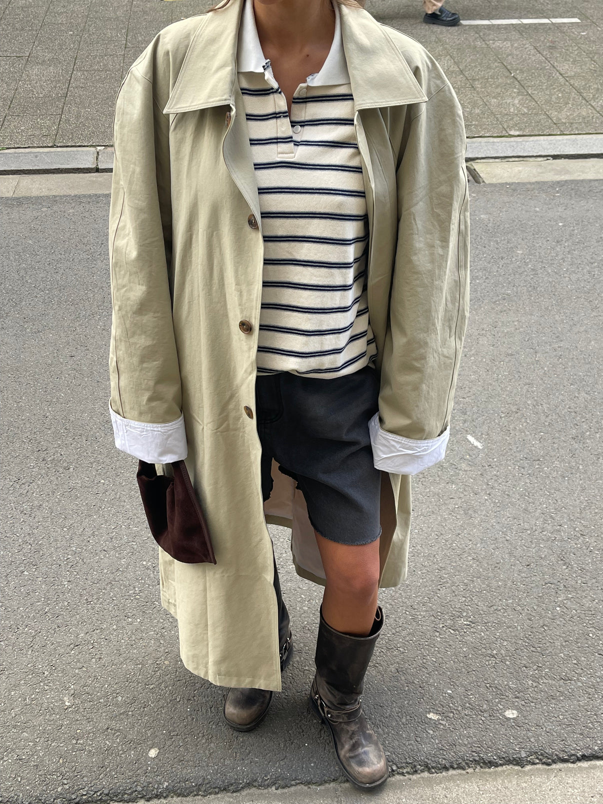 3605 Camel Suede Look Trenchcoat