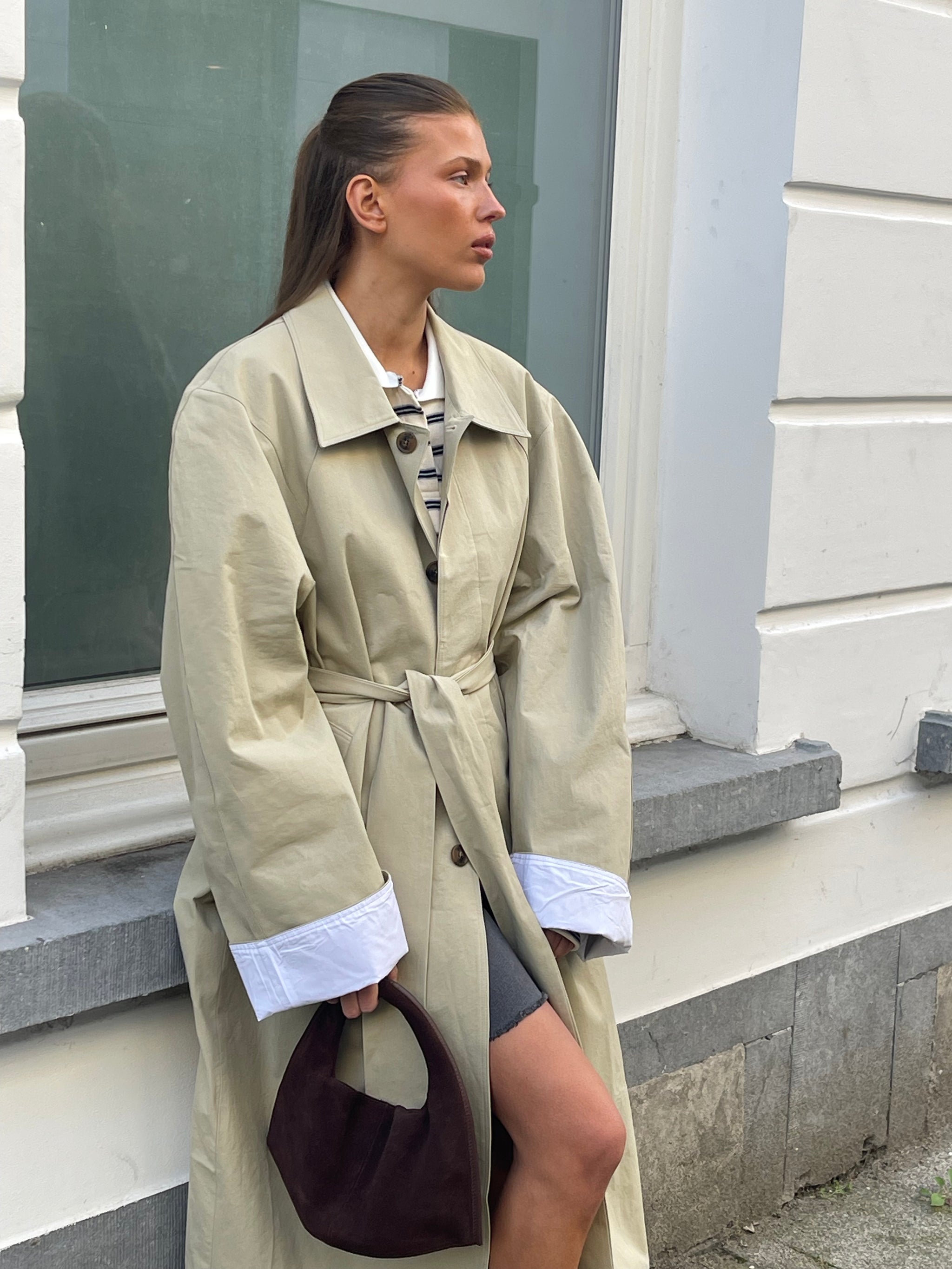 3530307 Camel Tie-Waist Trenchcoat