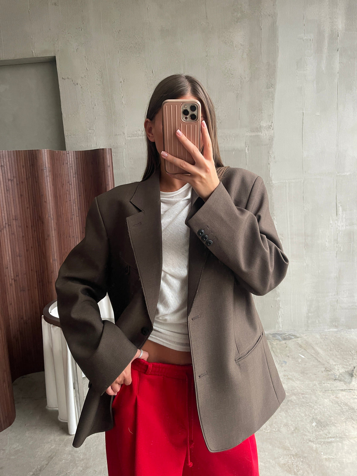 Raw Edge Micro Checked Blazer Brown *pre-order*