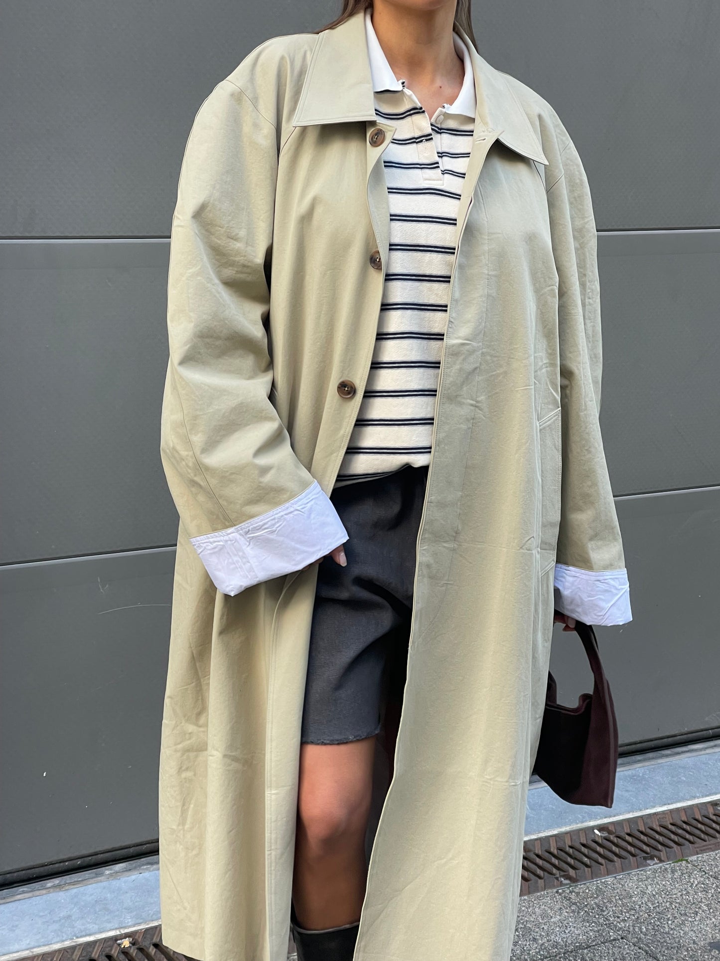 Contrast Lined Long Trenchcoat Camel