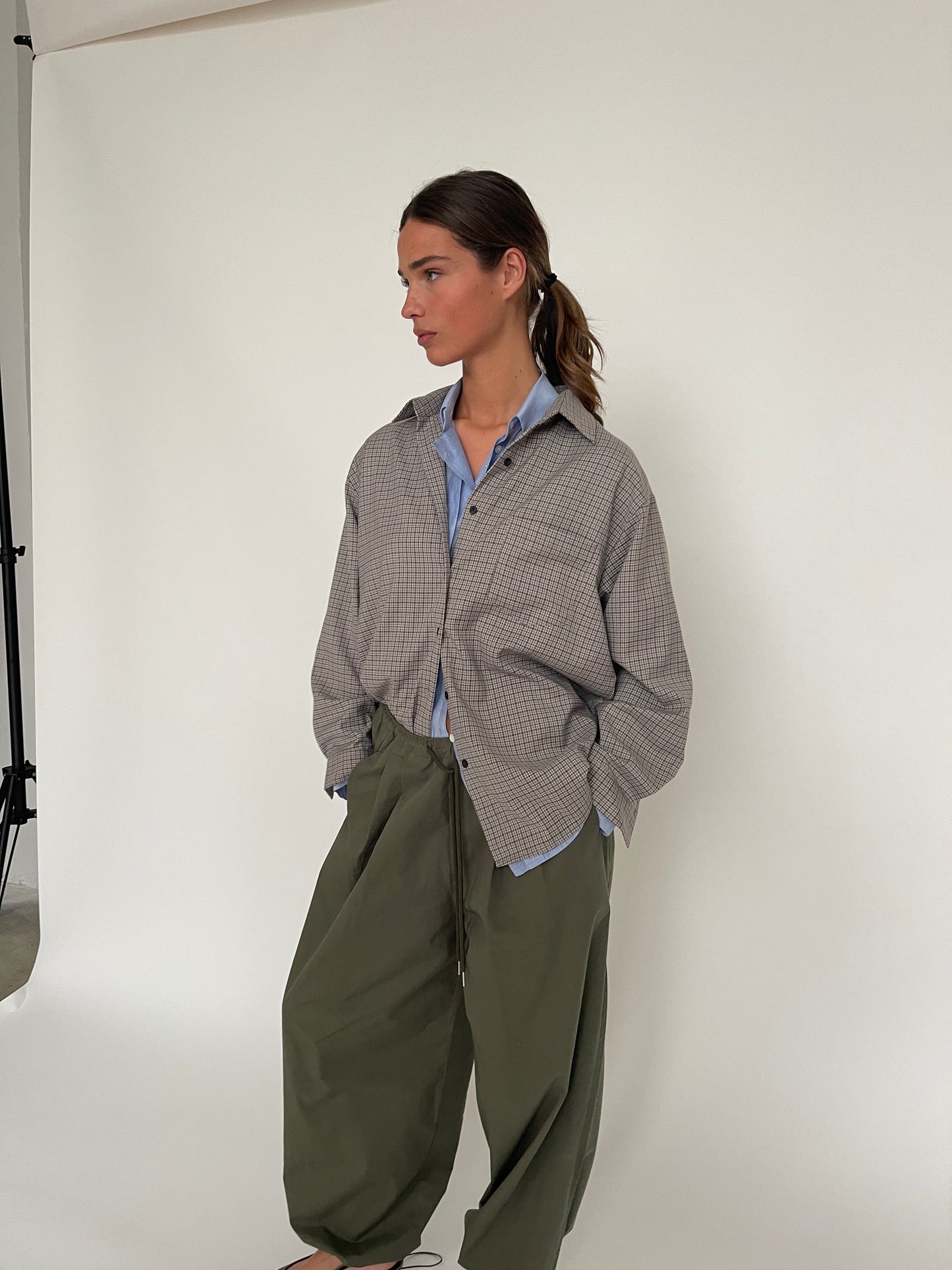 Checked Wrap Shirt Grey