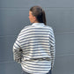 Striped Contrast Collar Polo Sweater Ivory