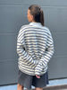 Striped Contrast Collar Polo Sweater Ivory