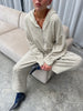 Soft Striped Zipped Lounge Vest Ivory