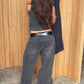Side Button Ribbed Tank Charcoal