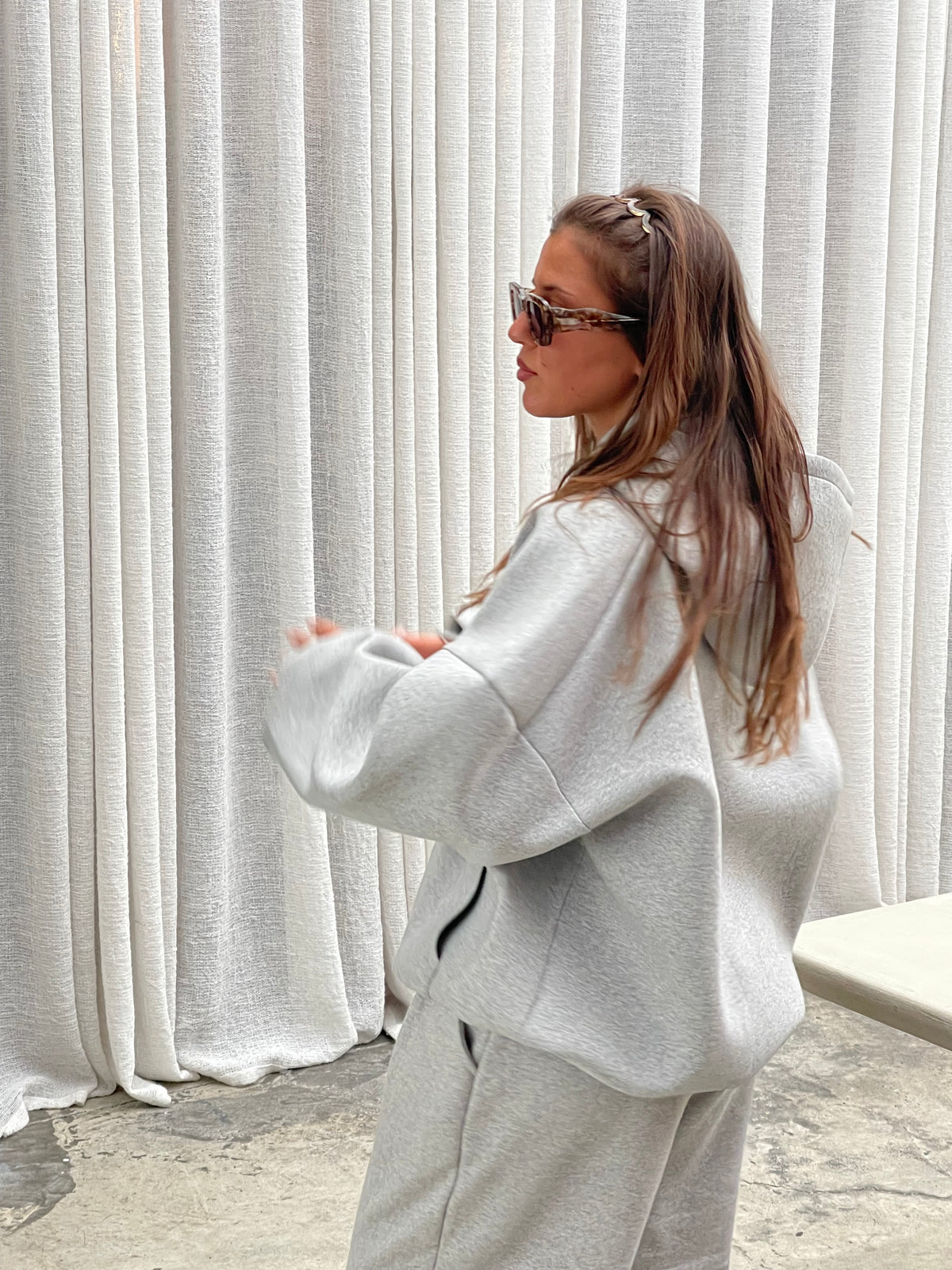 Oversized Hooded Vest Grey