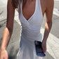 Twisted Halter Neck Top White