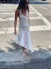 Ruched Detail Asymmetric Skirt White