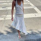 Ruched Detail Asymmetric Skirt White