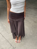Belted Detail Flowy Midi Skirt Brown