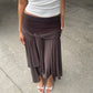 Belted Detail Flowy Midi Skirt Brown