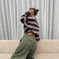 Oversized Striped Sweater Charcoal