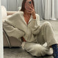 Soft Striped Zipped Lounge Vest Ivory