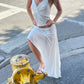 Ruched Detail Asymmetric Skirt White