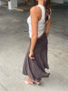 Belted Detail Flowy Midi Skirt Brown