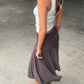 Belted Detail Flowy Midi Skirt Brown