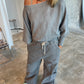 Draped Off-Shoulder Sweater Grey