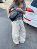 Baggy Fold Over Cargo Pants Sand