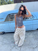Baggy Fold Over Cargo Pants Sand