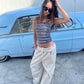 Baggy Fold Over Cargo Pants Sand