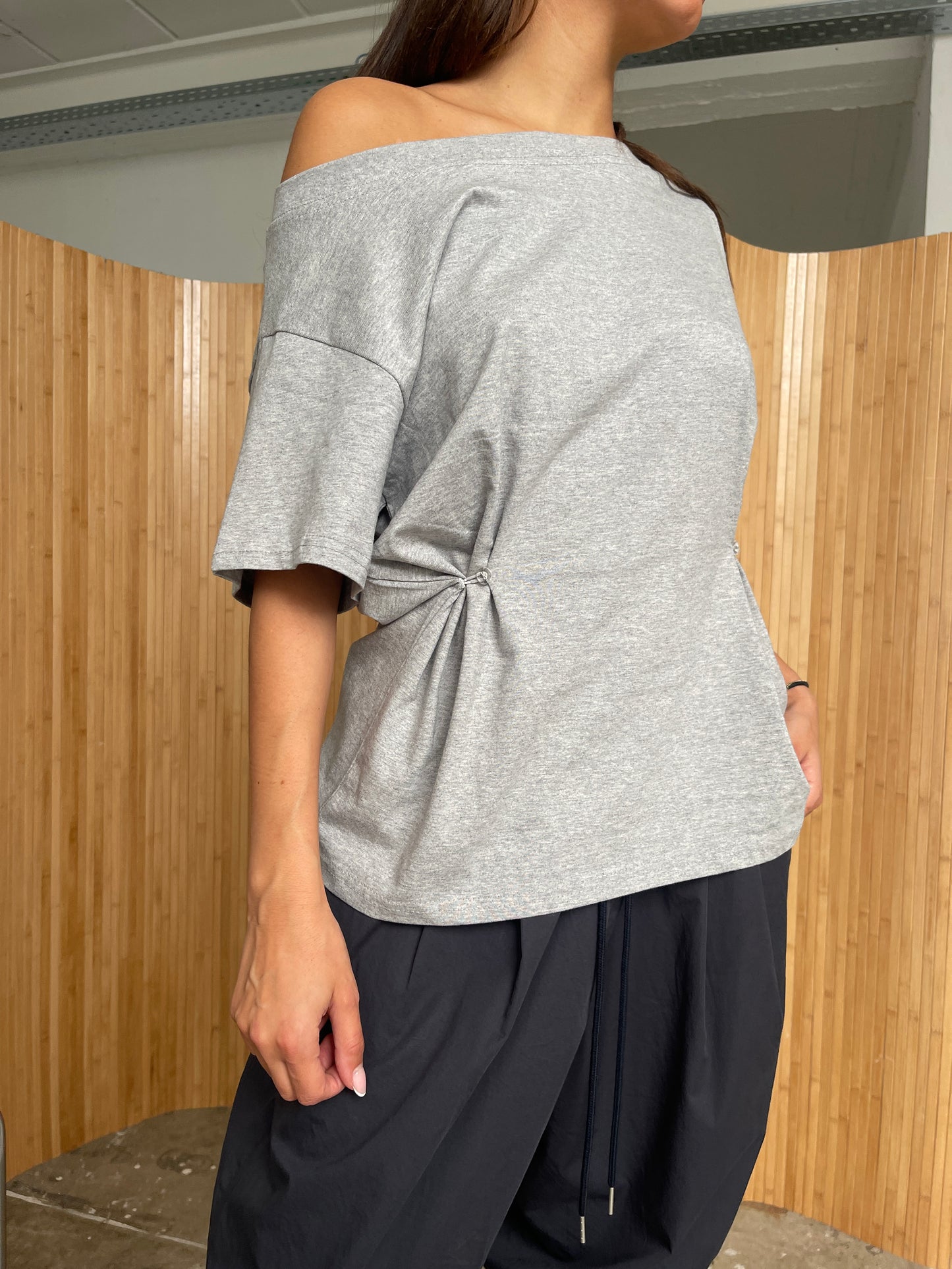 Oversized Cinched Tee Grey