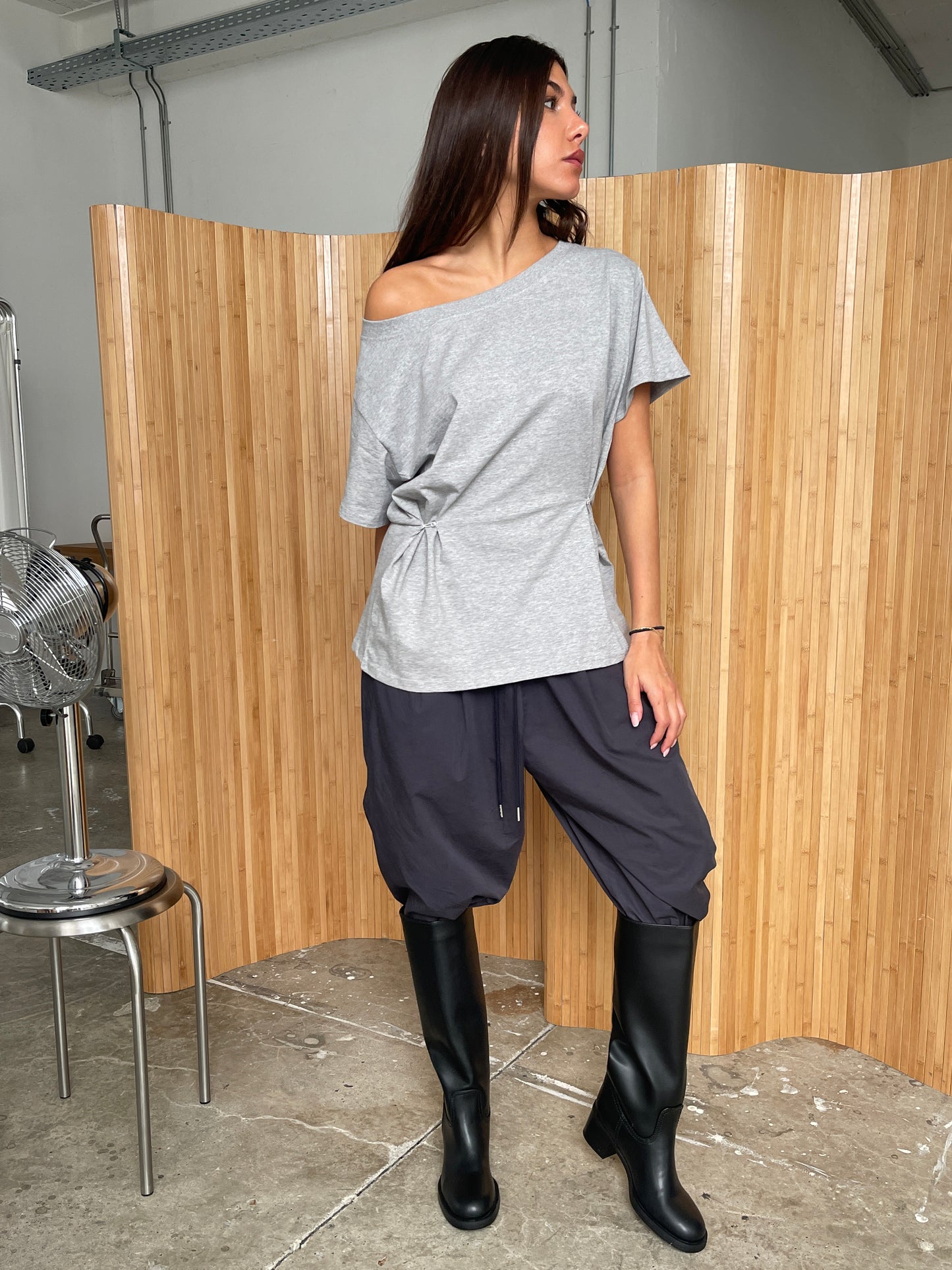Oversized Cinched Tee Grey