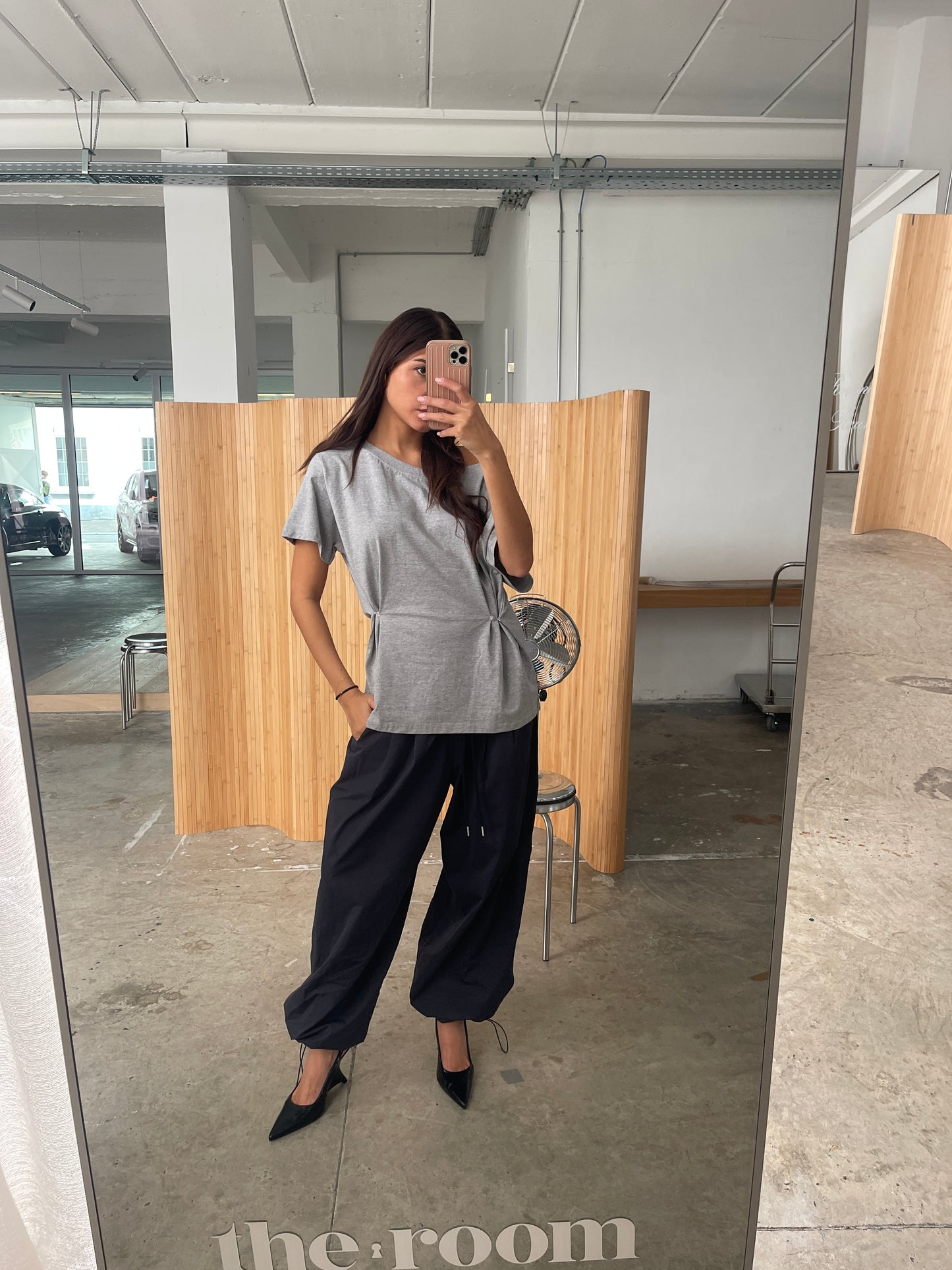 Oversized Cinched Tee Grey