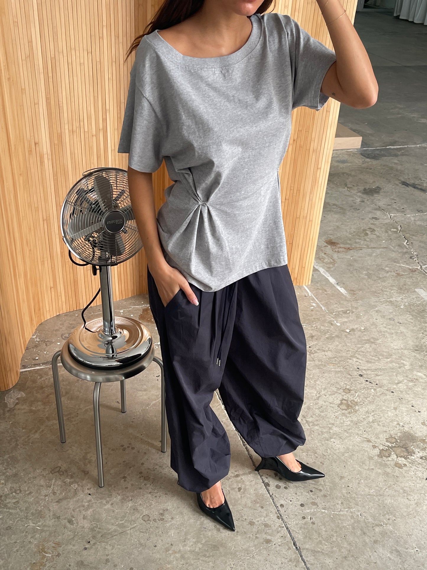 Oversized Cinched Tee Grey