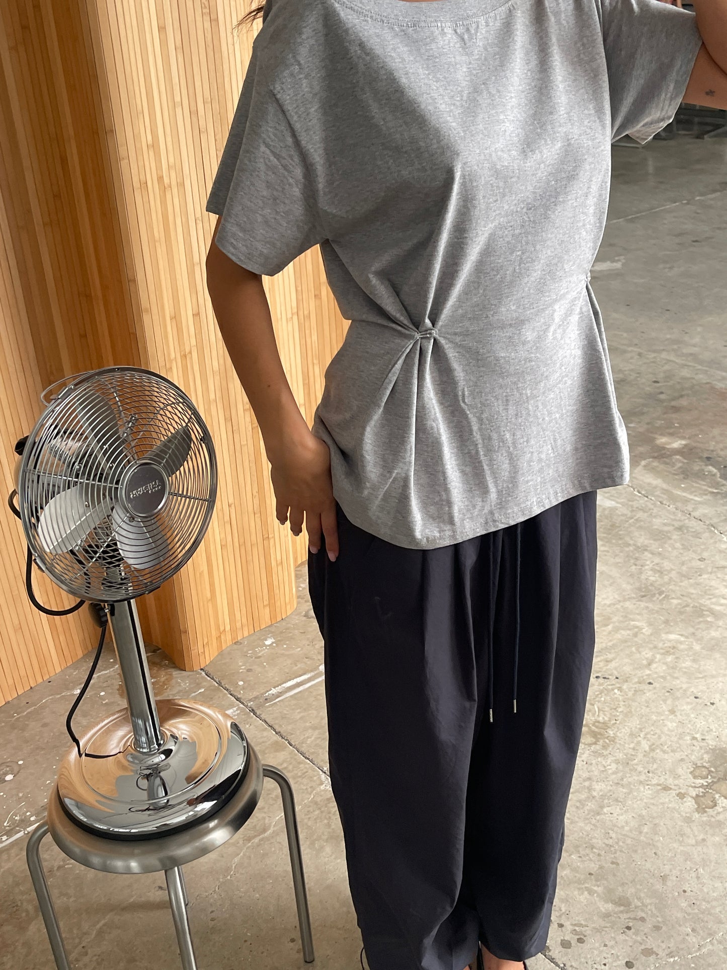 Oversized Cinched Tee Grey